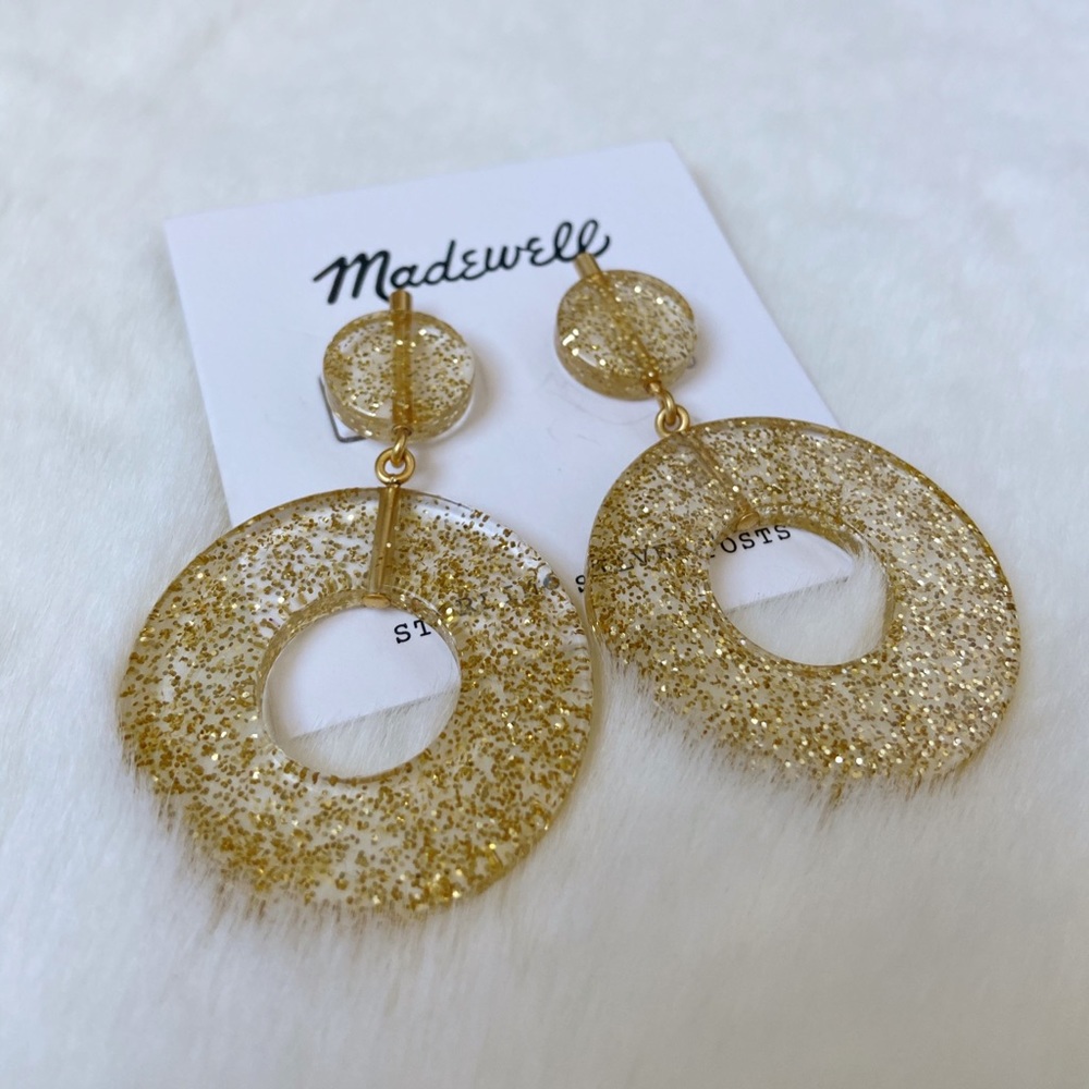 MADEWELL | Gold Glitter Statement Earrings
